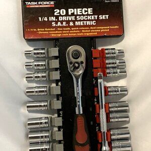 20 Piece Task Force 1/4" Drive Socket Set, S.A.E. & Metric